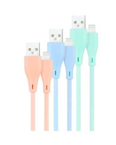CABLE LIGHTNING A USB 2.0 NANOCABLE A/M 1M 3UD BLUE PINK GREEN