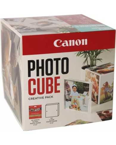 PAPEL FOTOGRAFICO CANON PP-201 5X5 40HOJAS + MARCO FOTOS 13X13CM + CUBE BL