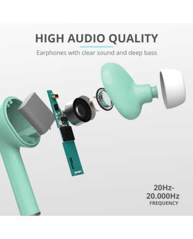 AURICULARES TRUST NIKA TOUCH EARPHONES BLUETOOTH WIRELESS TURQUOISE