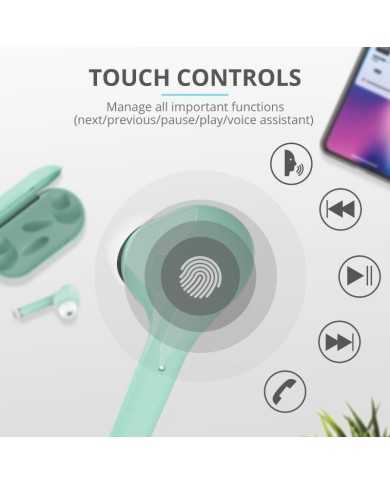 AURICULARES TRUST NIKA TOUCH EARPHONES BLUETOOTH WIRELESS TURQUOISE
