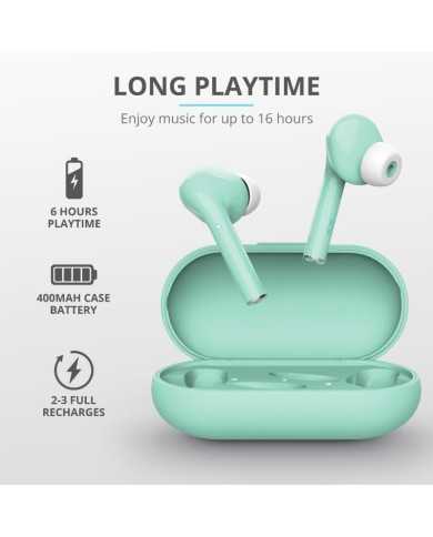 AURICULARES TRUST NIKA TOUCH EARPHONES BLUETOOTH WIRELESS TURQUOISE