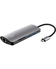 HUB TRUST DALYX USB-C 7 EN 1 HDMI USB-C USB MICRO SD RJ45 SILVER