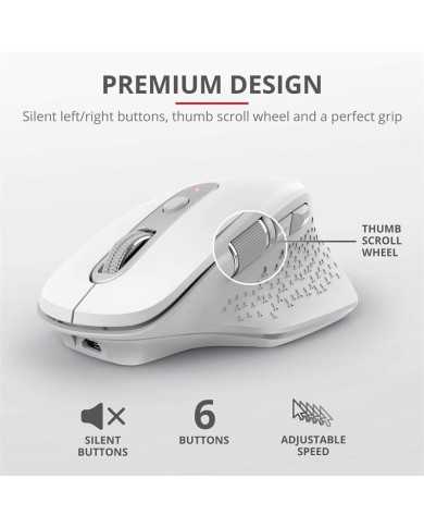 RATON TRUST OZAA ERGONOMICO RECARGABLE WIRELESS WHITE