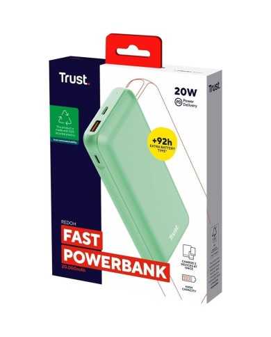 POWERBANK TRUST REDOH 20000MAH USB-A + X2 USB-C GREEN