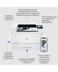 IMPRESORA HP LASERJET PRO LASER MONOCROMO 4002DN DUPLEX WHITE