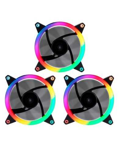 PACK 3 VENTILADORES 12CM UNYKACH CANDY 30 ARGB + CONTROLADORA