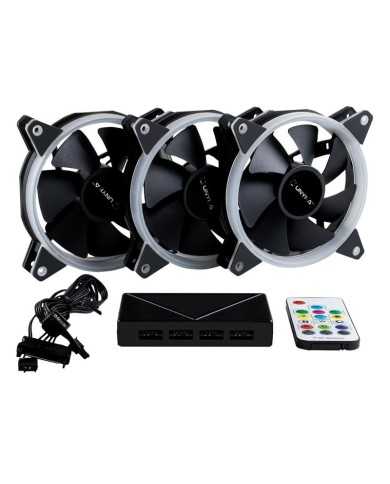 PACK 3 VENTILADORES 12CM UNYKACH CANDY 30 ARGB + CONTROLADORA