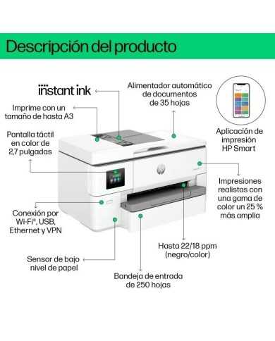 IMPRESORA HP MULTIFUNCION OFFICEJET PRO 9720E COLOR WIFI DUPLEX A3 WHITE