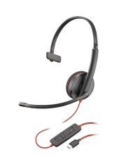 AURICULAR + MICROFONO POLY BLACKWIRE 3210 MONOAURAL USB-C + ADAPTADOR USB-A