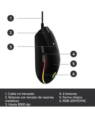 RATON LOGITECH G203 LIGHTSYNC RGB USB BLACK