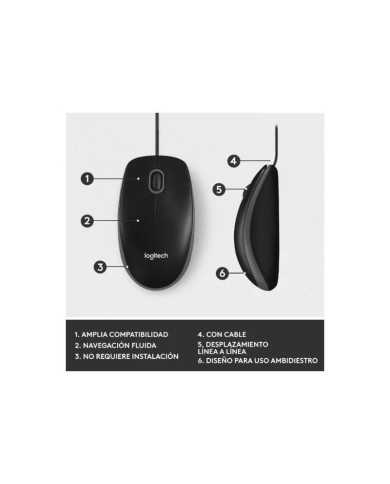 RATON LOGITECH M100 USB 1000DPI BLACK