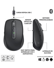 RATON LOGITECH MX ANYWHERE 3S WIRELESS BT 8000DPI 6 BOTONES BLACK