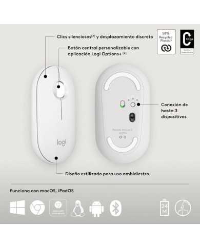 RATON LOGITECH PEBBLE 2 M350S WIRELESS WHITE