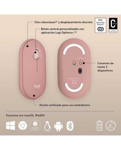 RATON LOGITECH PEBBLE 2 M350S WIRELESS ROSE