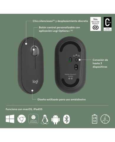 RATON LOGITECH PEBBLE 2 M350S WIRELESS BLACK