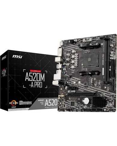 PLACA BASE MSI A520M-A PRO AMD AM4 DVI + HDMI