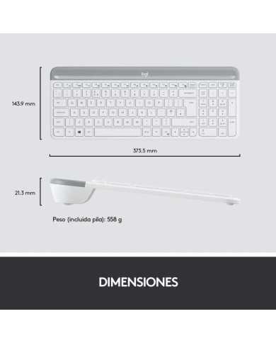 TECLADO + RATON LOGITECH MK470 SLIM WIRELESS SILENT WHITE