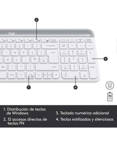 TECLADO + RATON LOGITECH MK470 SLIM WIRELESS SILENT WHITE