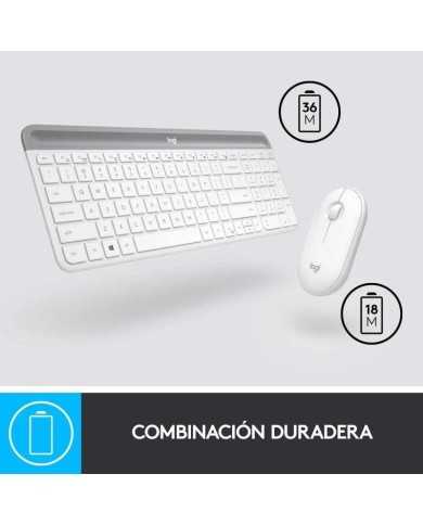 TECLADO + RATON LOGITECH MK470 SLIM WIRELESS SILENT WHITE