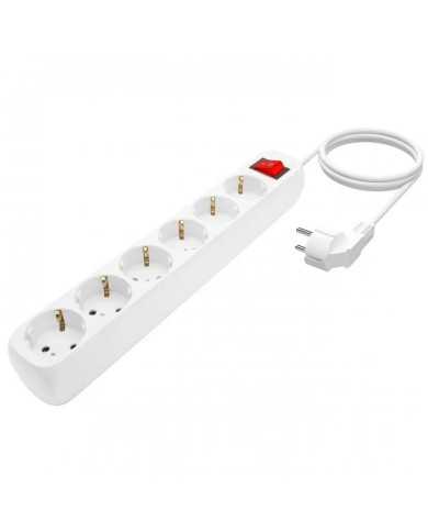 REGLETA AISENS 6 SCHUKOS PROTECCION INTERRUPTOR 1,4M WHITE
