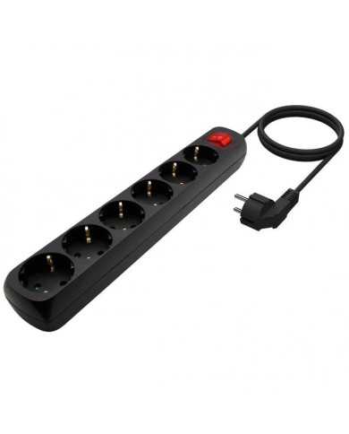 REGLETA AISENS 6 SCHUKOS PROTECCION INTERRUPTOR 1,4M BLACK