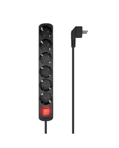 REGLETA AISENS 6 SCHUKOS PROTECCION INTERRUPTOR 1,4M BLACK