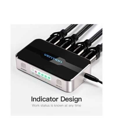 DUPLICADOR VENTION 4XHDMI HEMBRA - HDMI MACHO SILVER/BLACK