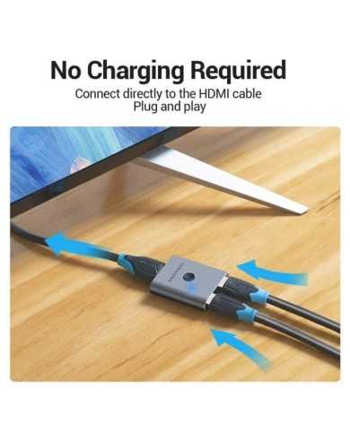 SWITCH/SPLITTER VENTION HDMI 2.0/H - X2 HDMI/H BIDIRECCIONAL 4K SILVER