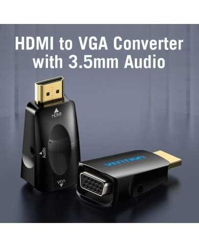 ADAPTADOR CONVERSOR VENTION HDMI/M A VGA/H AUDIO JACK 3.5 BLACK