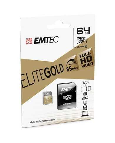 MEMORIA MICRO SD 64GB EMTEC ELITE GOLD C10 + ADAPTADOR SD