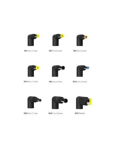 CARGADOR PORTATIL AISENS 65W AUTOMATICO + 9 CONECTORES + USB-A