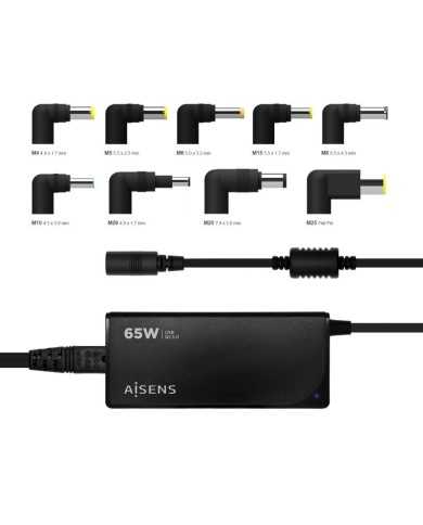 CARGADOR PORTATIL AISENS 65W AUTOMATICO + 9 CONECTORES + USB-A