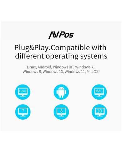 LECTOR AVPOS CODIGOS 1D +2D + QR BP760 OMNIDIRECCIONAL SOBREMESA USB