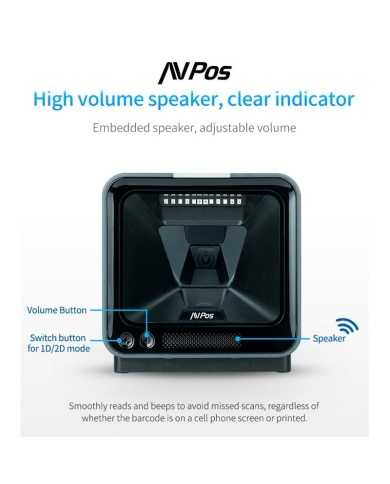 LECTOR AVPOS CODIGOS 1D +2D + QR BP760 OMNIDIRECCIONAL SOBREMESA USB