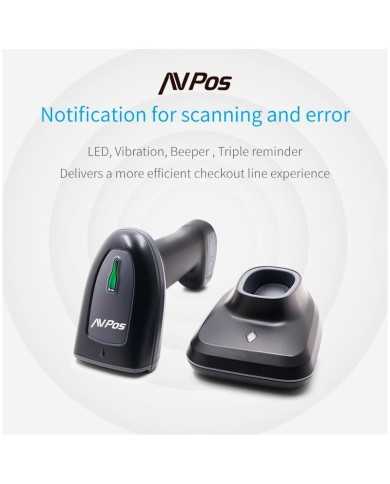 LECTOR AVPOS CODIGOS 1D + 2D +QR BT230 WIRELESS 2.4 + BLUETOOTH + USB