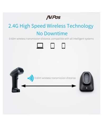 LECTOR AVPOS CODIGOS 1D + 2D +QR BT230 WIRELESS 2.4 + BLUETOOTH + USB