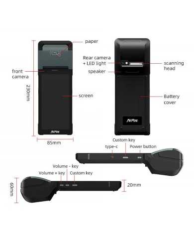 CAPTURADOR PDA IMPRESORA AVPOS TC600 6 OCTA/4GB/128GB/WIFI/BT/NFC/2D/4G
