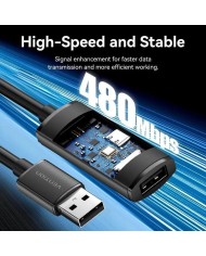 CABLE ALARGADOR USB-A VENTION AMPLIFICADO 2.0 TIPO USB-A/M - USB-A/H 5M