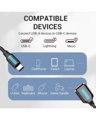 CABLE CONVERSOR VENTION USB-C/M - USB-A/H 15CM BLACK