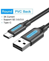 CABLE VENTION USB-A - USB-C 3A 480MBPS 60W 0.5M BLACK