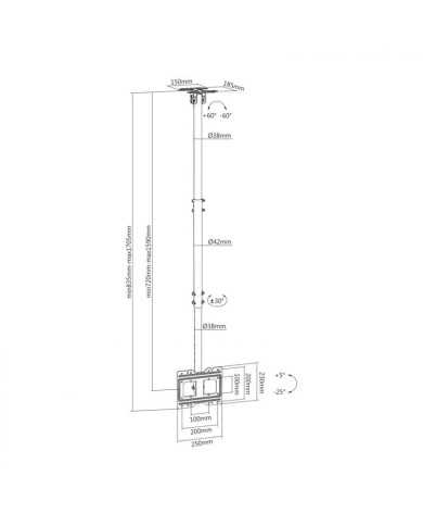 SOPORTE MONITOR AISENS TECHO 23-43 50KG INCLINABLE EXTENSIBLE BLACK