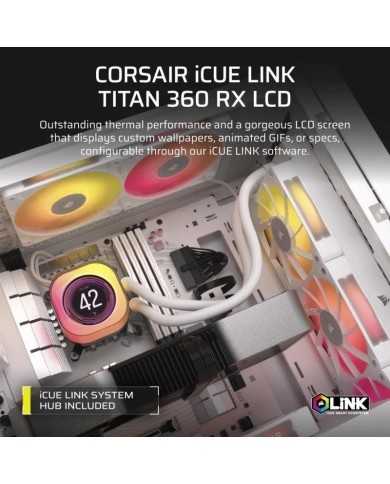 REFRIGERACION LIQUIDA CPU CORSAIR ICUELINK TITAN 360 RX 360MM RGB LCD WHITE