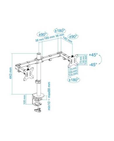 SOPORTE DE MESA TV/MONITOR TOOQ DB1232TN-B 13-32 2 BRAZOS BLACK