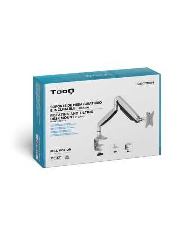 SOPORTE DE MESA TV MONITOR TOOQ GIRATORIO INCLINABLE 13-32 1 BRAZO SILVER