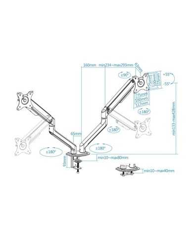 SOPORTE DE MESA TV/MONITOR TOOQ 17-32 2 BRAZOS WHITE