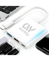 DOCK HUB ONEWAY USB-C 3 EN 1 HDMI 4K/USB 3.0/USB-C SILVER