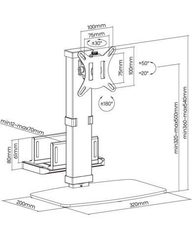 SOPORTE DE MESA TV/MONITOR/MINI PC AISENS 17-32 1 BRAZO 8KG BLACK