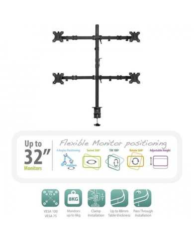 SOPORTE DE MESA TV/MONITOR EWENT EW1514 10-32 4 BRAZOS BLACK