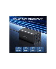 CARGADOR DE ESCRITORIO VENTION GAN 4XUSB-C 2XUSB-A 200W