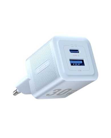 CARGADOR DE PARED VENTION GAN USB-C USB-A 30W BLUE